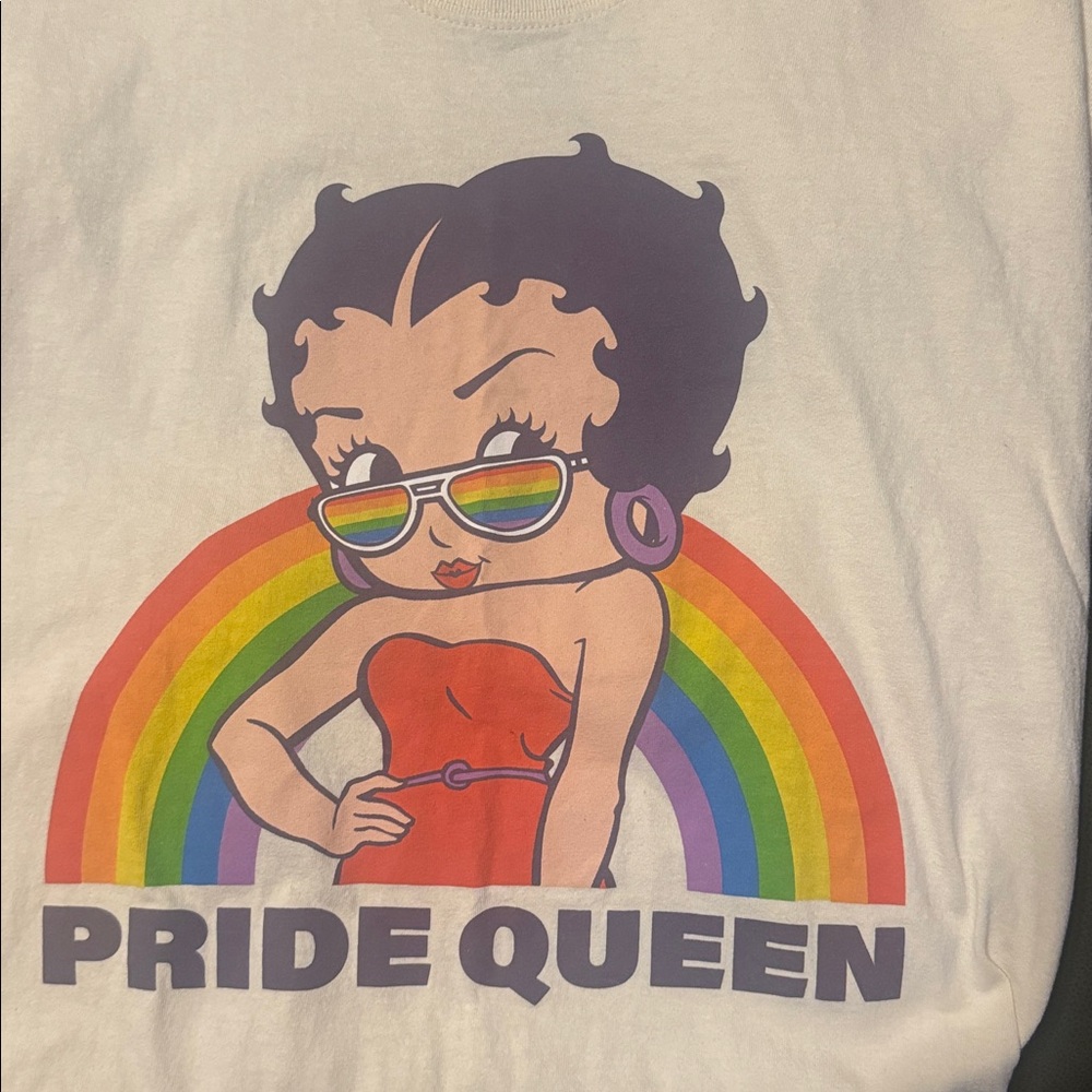 Betty Boop Rainbow 'Pride Queen' Graphic Tee - Cream, Red, Rainbow